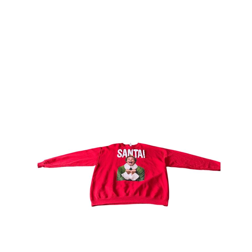 Elf Movie Santa! Buddy The Elf Red Christmas Sweatshirt Jerzees 2XL - Picture 2 of 6